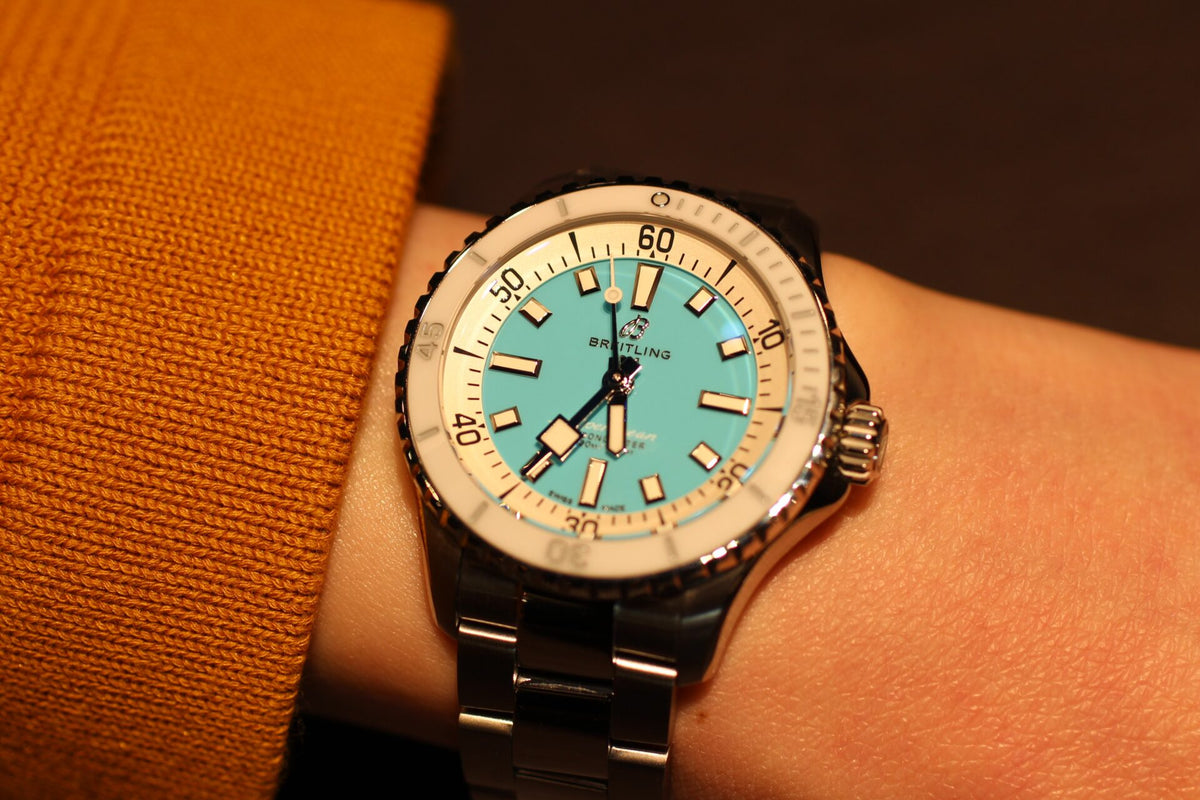 Shop Authentic Breitling Superocean Automatic 36 Turquoise Dial Silver Steel Strap Watch for Men - A17377211C1A1 - Luxxuri