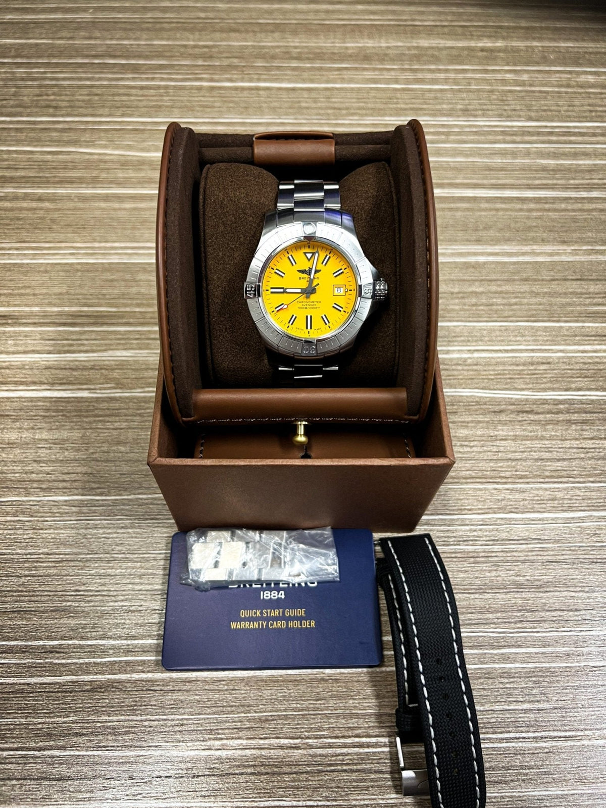  Shop Authentic Breitling Avenger Automatic 45mm Seawolf Yellow Dial Silver Steel Strap Strap Watch for Men - A17319101/1A1 - Luxxuri