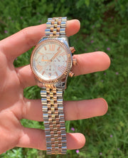  Shop Authentic Michael Kors Lexington Silver Dial Two Tone Steel Strap Watch for Women - MK5735 - Luxxuri