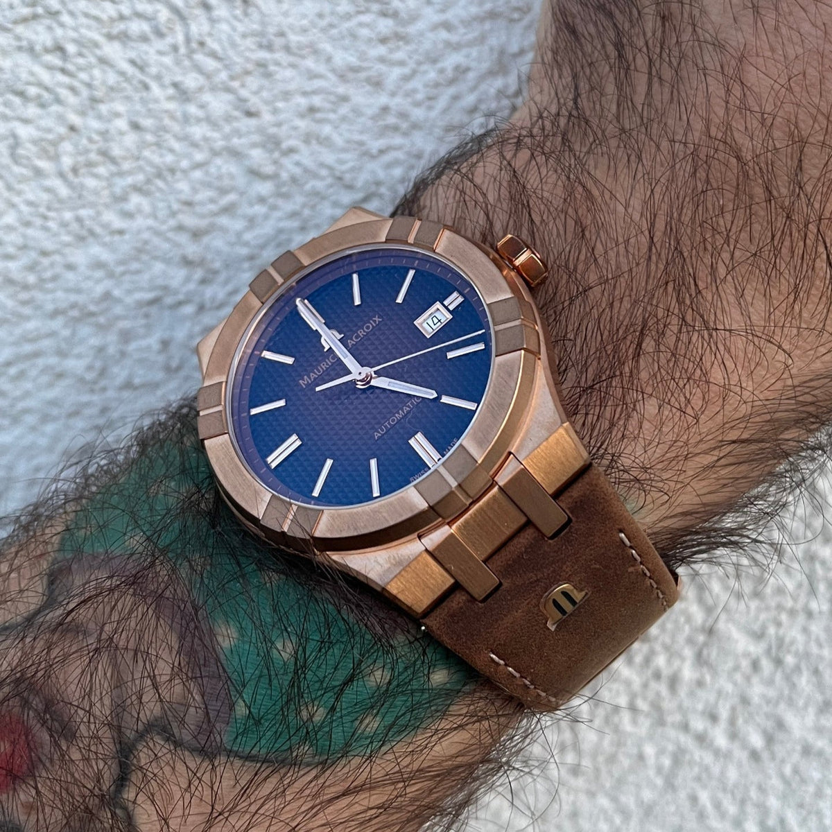 Shop Authentic Maurice Lacroix Aikon Automatic Brown Dial Brown Leather Strap Watch For Men - AI6008-BRZ01-730-3 - Luxxuri