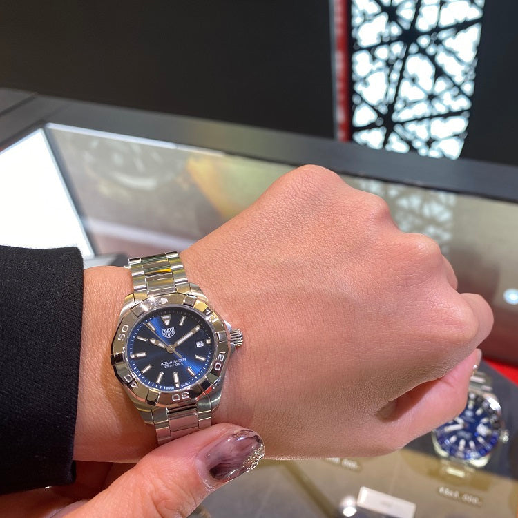  Shop Authentic Tag Heuer Aquaracer Blue Dial Silver Steel Strap Watch for Women - WBD1412.BA0741 - Luxxuri