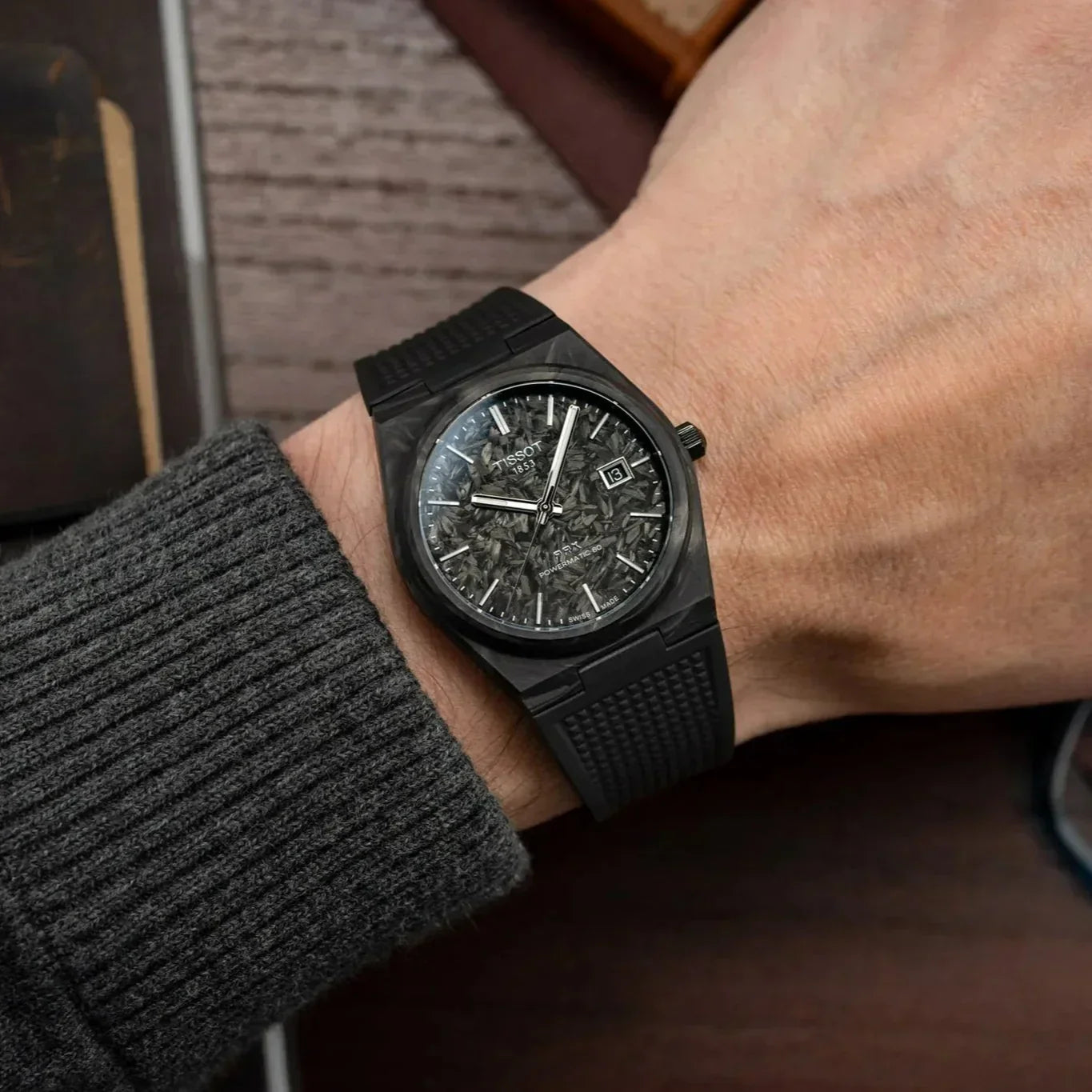  Shop Authentic Tissot PRX Powermatic 80 Carbon Black Dial Black Rubber Strap Watch for Men - T137.907.97.201.00 - Luxxuri