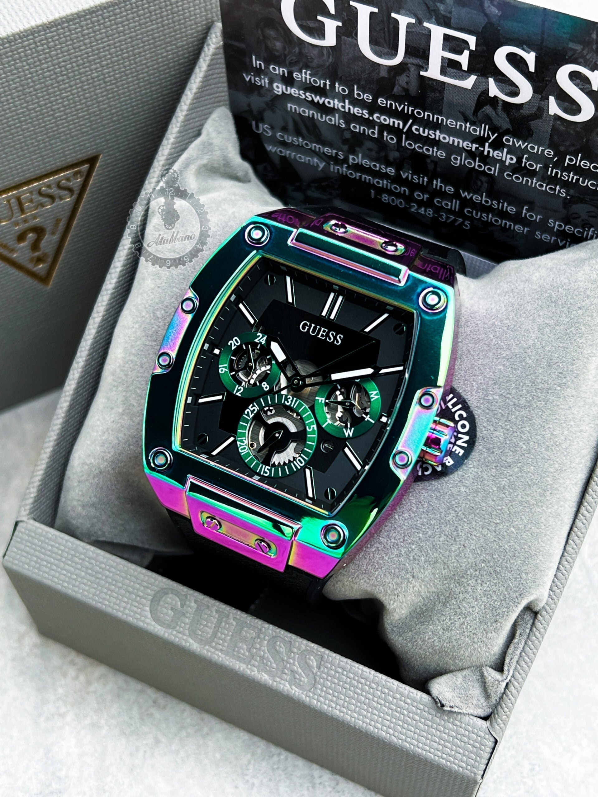  Shop Authentic Guess Phoenix Multifunction Black Dial Black Rubber Strap Watch for Men - GW0202G5 - Luxxuri
