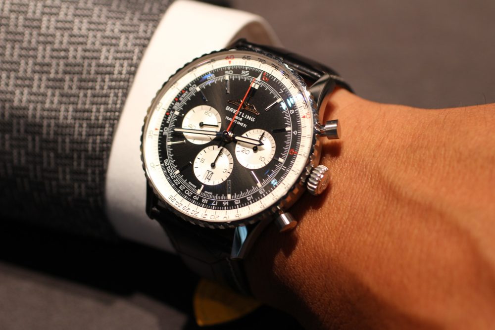  Shop Authentic Breitling Navitimer B01 Chronograph 46 Black Dial Black Leather Strap Watch for Men - AB0137211B1P1 - Luxxuri