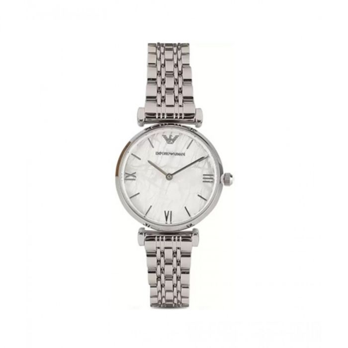  Shop Authentic Emporio Armani Gianni T Bar White Marble Dial Silver Steel Strap Watch For Women - AR11170 - Luxxuri