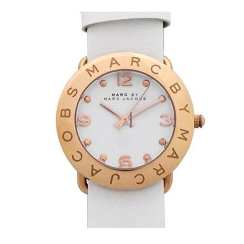  Shop Authentic Marc Jacobs Amy White Dial White Leather Strap Watch for Women - MBM1180 - Luxxuri