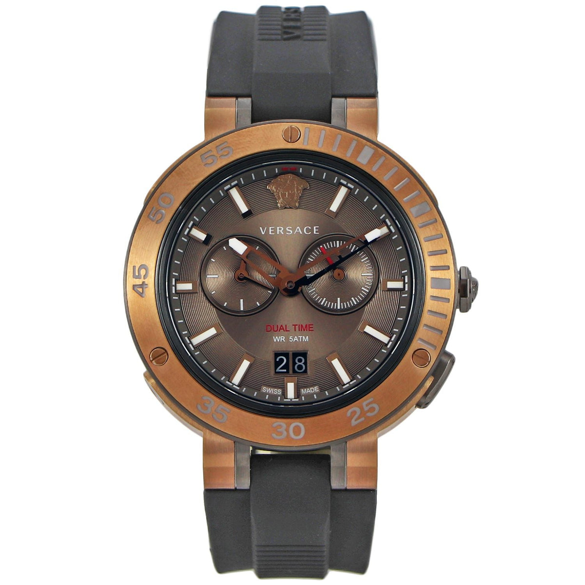  Shop Authentic Versace V Extreme Chronograph Brown Tone Dial Black Rubber Strap Watch for Men - VCN030017 - Luxxuri