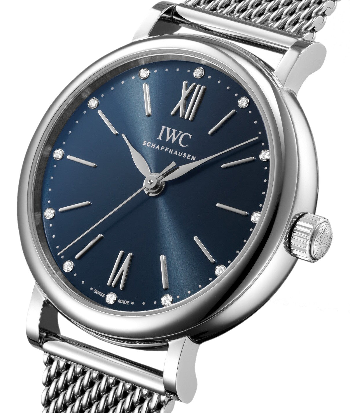  Shop Authentic IWC Portofino Automatic Blue Dial Silver Mesh Bracelet Watch for Women - IW357404 - Luxxuri