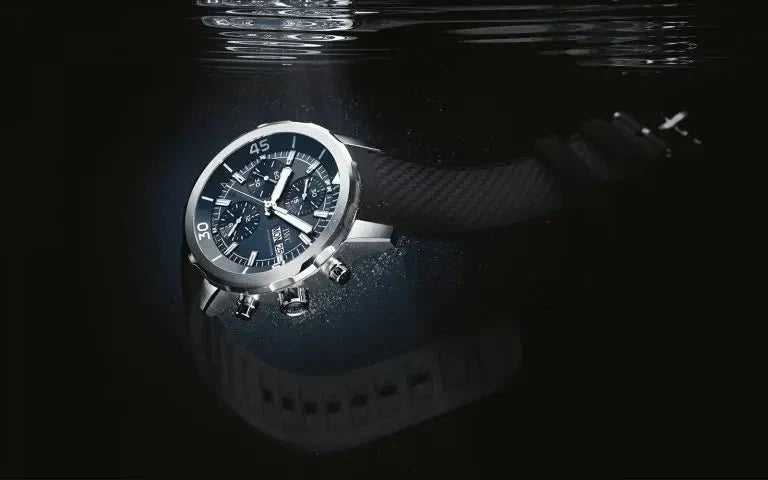  Shop Authentic IWC Aquatimer Automatic Chronograph 44mm Blue Dial Black Rubber Strap Watch for Men - IW376805 - Luxxuri