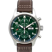 Shop Authentic IWC Pilot's Watch Chronograph Edition Racing Green 43mm Green Dial Brown Leather Strap Watch for Men - IW377726 - Luxxuri