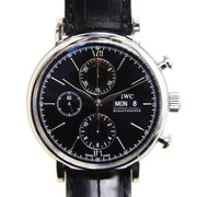  Shop Authentic IWC Portofino Chronograph Black Dial Black Leather Strap Watch for Men - IW391008 - Luxxuri