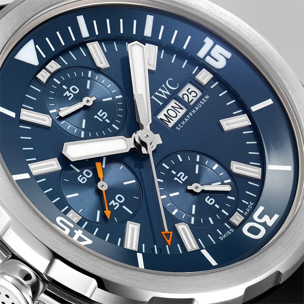  Shop Authentic IWC Aquatimer Automatic Chronograph 44mm Blue Dial Black Rubber Strap Watch for Men - IW376805 - Luxxuri