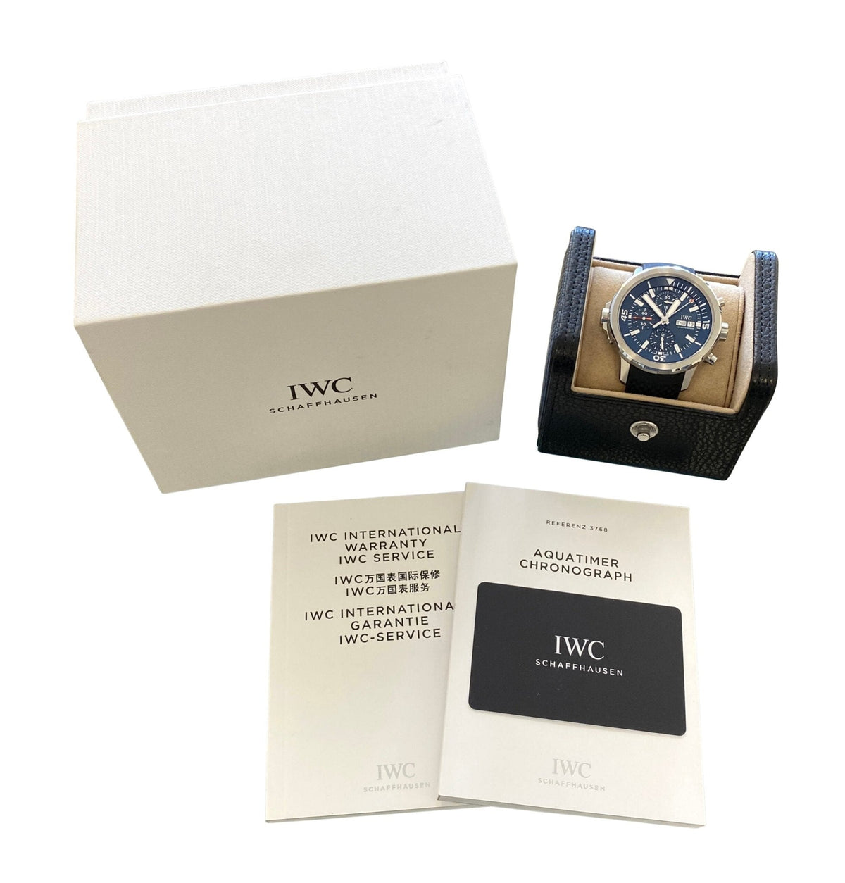  Shop Authentic IWC Aquatimer Automatic Chronograph 44mm Blue Dial Black Rubber Strap Watch for Men - IW376805 - Luxxuri