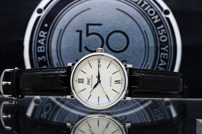 Shop Authentic IWC Portofino Automatic '150 Years' Edition Automatic White Dial Black Leather Strap Watch for Men - IW356519 - Luxxuri