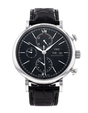  Shop Authentic IWC Portofino Chronograph Black Dial Black Leather Strap Watch for Men - IW391008 - Luxxuri