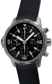  Shop Authentic IWC Aquatimer Chronograph Black Dial Black Leather Strap Watch for Men - IW376803 - Luxxuri