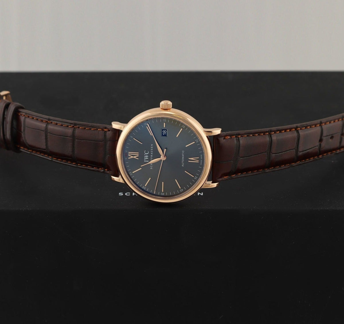  Shop Authentic IWC Portofino Automatic Grey Dial Brown Leather Strap Watch for Men - IW356511 - Luxxuri