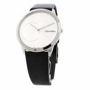 Shop Authentic Calvin Klein Minimal Silver Dial Black Leather Strap Watch for Men - K3M211CY - Luxxuri