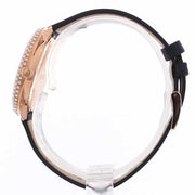  Shop Authentic Swarovski Crystal Frost Black Dial Black Leather Strap Watch for Women - 5484058 - Luxxuri