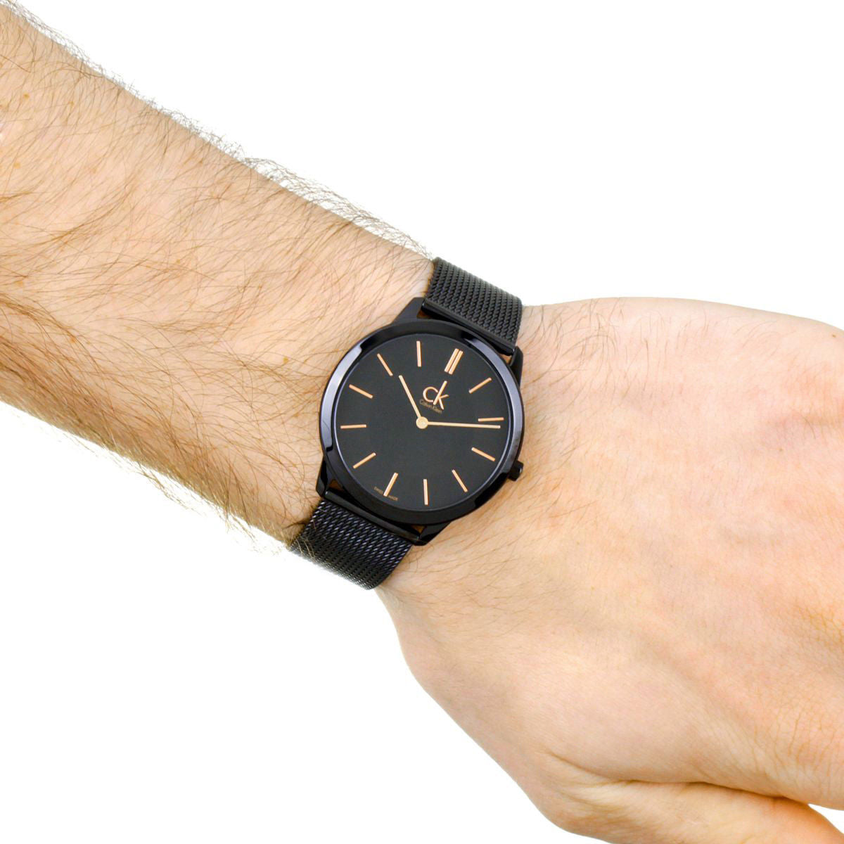  Shop Authentic Calvin Klein Minimal Black Dial Black Mesh Bracelet Watch for Men - K3M21421 - Luxxuri