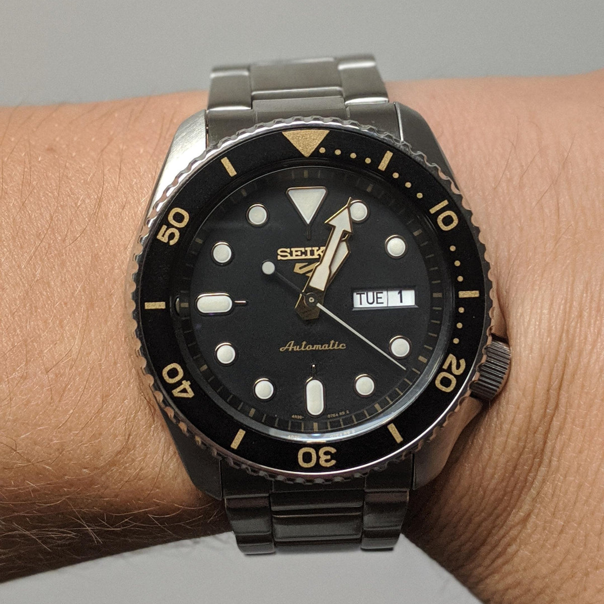  Shop Authentic Seiko 5 Sports Automatic Black Dial Silver Steel Strap Watch For Men - SRPD57K1 - Luxxuri