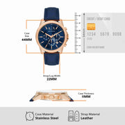  Shop Authentic Armani Exchange Banks Chronograph Blue Dial Blue Leather Strap Watch For Men - AX1723 - Luxxuri