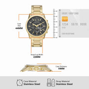  Shop Authentic Armani Exchange Banks Chronograph Black Dial Gold Steel Strap Watch For Men - AX1721 - Luxxuri