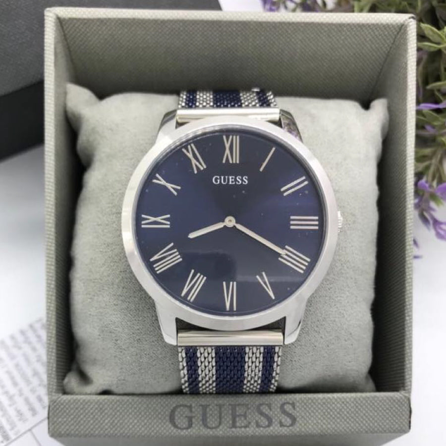  Shop Authentic Guess Richmond Blue Dial Two Tone Mesh Bracelet Watch for Men - W1179G1 - Luxxuri