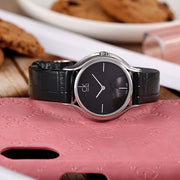  Shop Authentic Calvin Klein Skirt Black Dial Black Leather Strap Watch for Women  - K2U231C1 - Luxxuri