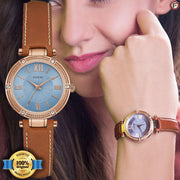  Shop Authentic Guess Park Avenue Blue Dial Brown Leather Strap Watch for Women - W0838L2 - Luxxuri