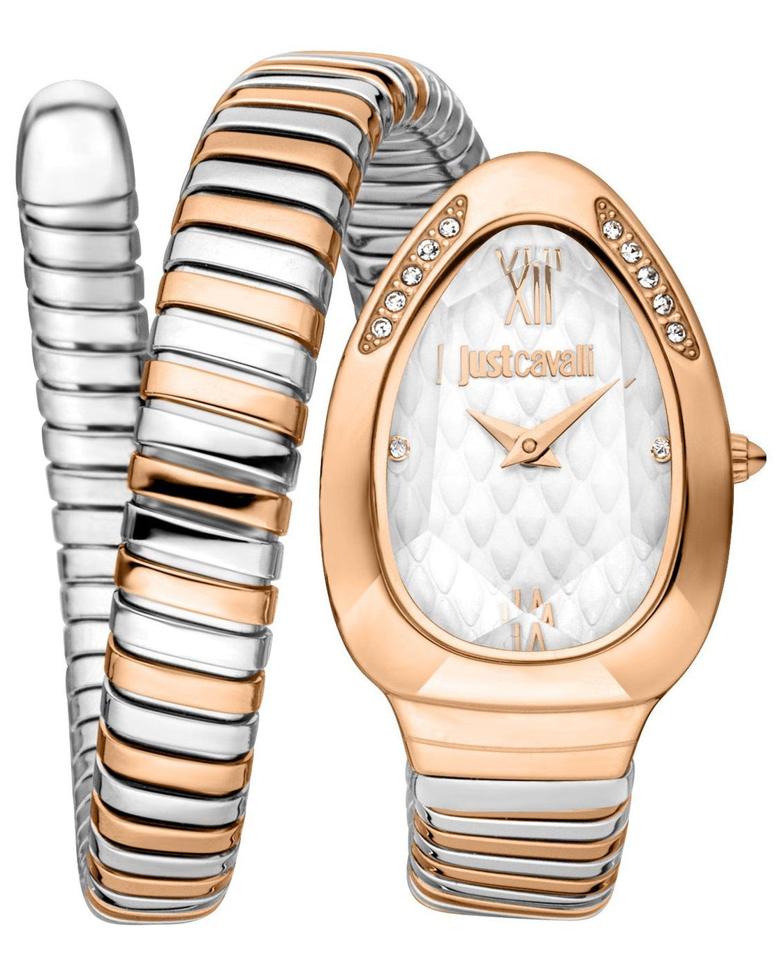 Just Cavalli Serpente Metallica White Dial Two Tone Steel Strap Watch for Women - JC1L223M0065