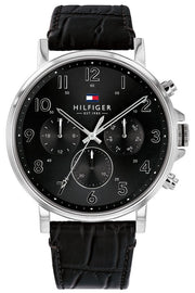  Shop Authentic Tommy Hilfiger Daniel Black Dial Black Leather Strap Watch for Men - 1710381 - Luxxuri