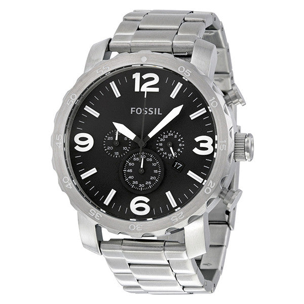  Shop Authentic Fossil Nate Chronograph Black Dial Silver Steel Strap Watch for Men - JR1353 - Luxxuri