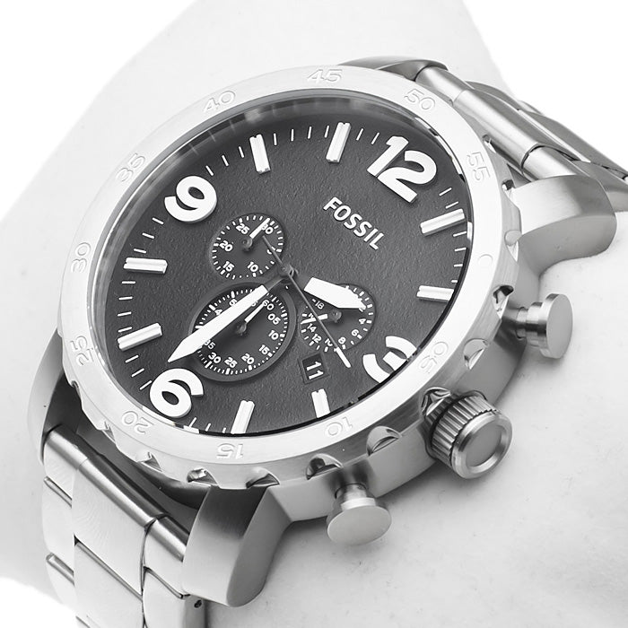  Shop Authentic Fossil Nate Chronograph Black Dial Silver Steel Strap Watch for Men - JR1353 - Luxxuri