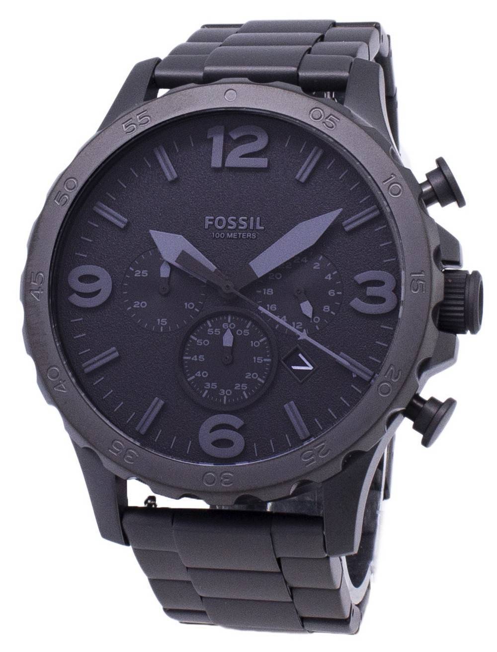  Shop Authentic Fossil Nate Chronograph Black Dial Black Steel Strap Watch for Men - JR1401 - Luxxuri