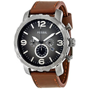  Shop Authentic Fossil Nate Chronograph Grey Dial Brown Leather Strap Watch for Men - JR1424 - Luxxuri