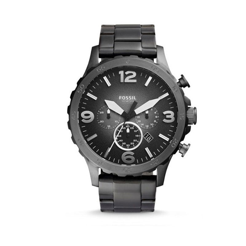  Shop Authentic Fossil Nate Chronograph Gunmetal Dial Grey Steel Strap Watch for Men - JR1437 - Luxxuri