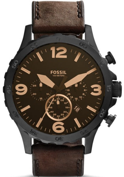  Shop Authentic Fossil Nate Chronograph Brown Dial Brown Leather Strap Watch for Men - JR1487 - Luxxuri