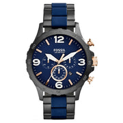  Shop Authentic Fossil Nate Chronograph Blue Dial Two Tone Steel Strap Watch for Men - JR1494 - Luxxuri