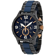  Shop Authentic Fossil Nate Chronograph Blue Dial Two Tone Steel Strap Watch for Men - JR1494 - Luxxuri
