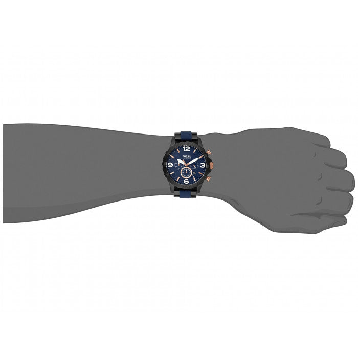  Shop Authentic Fossil Nate Chronograph Blue Dial Two Tone Steel Strap Watch for Men - JR1494 - Luxxuri