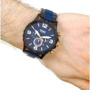  Shop Authentic Fossil Nate Chronograph Blue Dial Two Tone Steel Strap Watch for Men - JR1494 - Luxxuri
