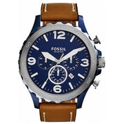  Shop Authentic Fossil Nate Chronograph Navy Blue Dial Brown Leather Strap Watch for Men - JR1504 - Luxxuri