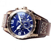  Shop Authentic Fossil Nate Chronograph Blue Dial Brown Leather Strap Watch for Men - JR1505 - Luxxuri