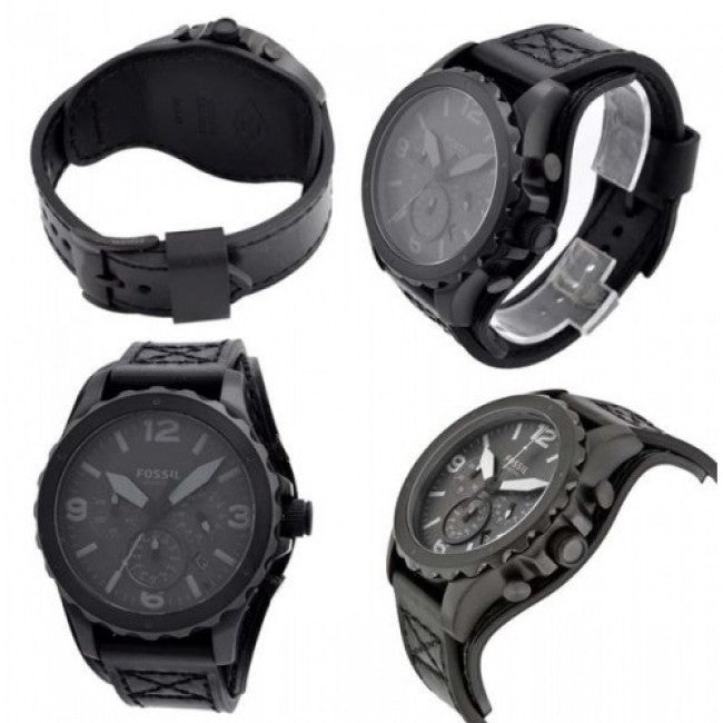  Shop Authentic Fossil Nate Chronograph Black Dial Black Leather Strap Watch for Men - JR1510 - Luxxuri
