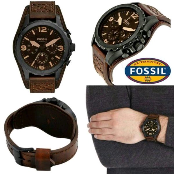  Shop Authentic Fossil Nate Chronograph Brown Dial Brown Leather Strap Watch for Men - JR1511 - Luxxuri