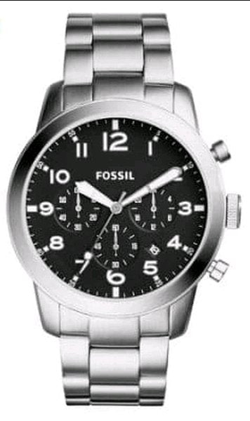  Shop Authentic Fossil Pilot Chronograph Black Dial Silver Steel Strap Watch for Men - FS5141 - Luxxuri