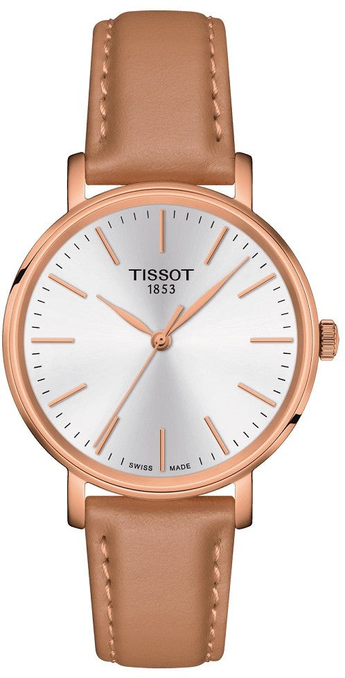 Shop Authentic Tissot Everytime Lady Silver Dial Brown Leather Strap Watch for Women - T143.210.36.011.00 - Luxxuri
