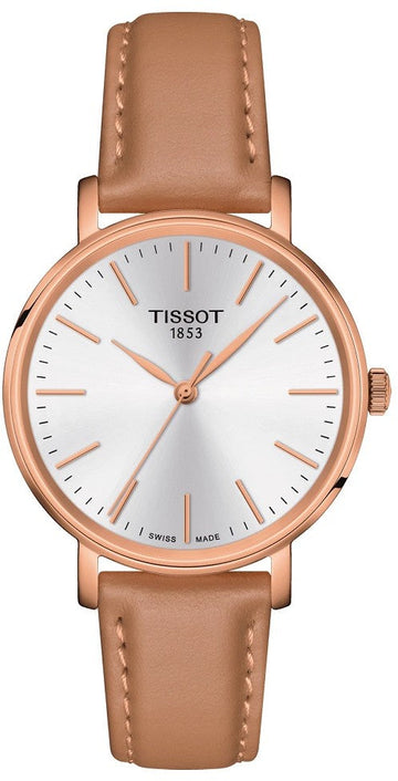  Shop Authentic Tissot Everytime Lady Silver Dial Brown Leather Strap Watch for Women - T143.210.36.011.00 - Luxxuri