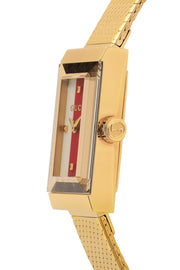  Shop Authentic Gucci G Frame Quartz Diamonds White Red Blue Dial Gold Mesh Bracelet Watch For Women - YA147511 - Luxxuri